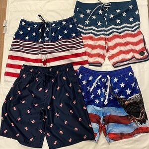 4 Pack of Swim Trunks for ONE Low Price! American Pride Collection. Size Large